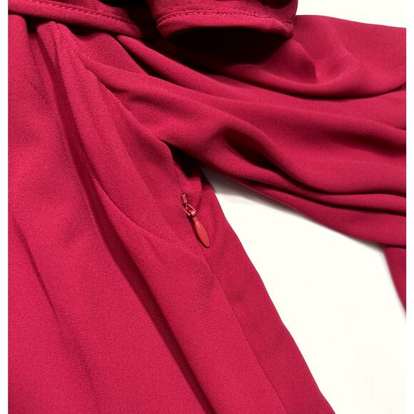 Halston Heritage NWT off-the-shoulder mini dress burgundy ruffled neckline - Picture 9 of 11